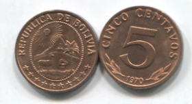 Боливия 5 сентаво 1970UNC