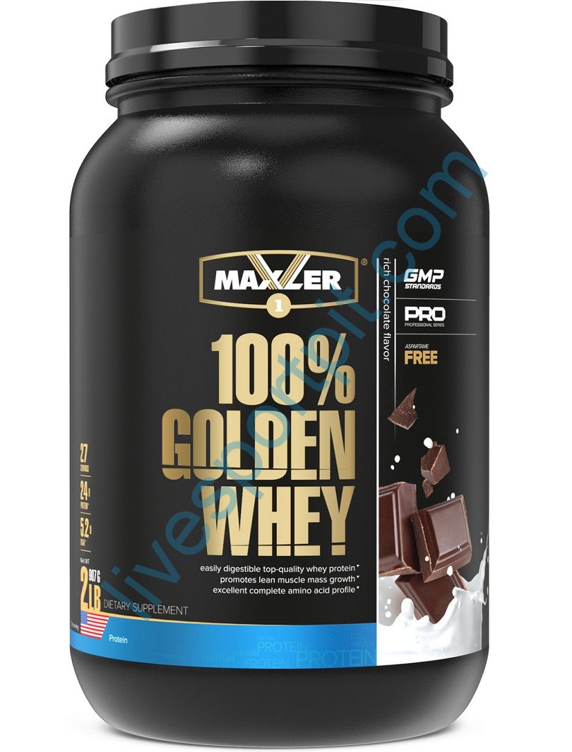 Сывороточный протеин 100% GOLDEN WHEY Pro 2 lb 907 г Maxler Насыщенный шоколад