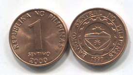 Филиппины 1 сентимо 2000 UNC