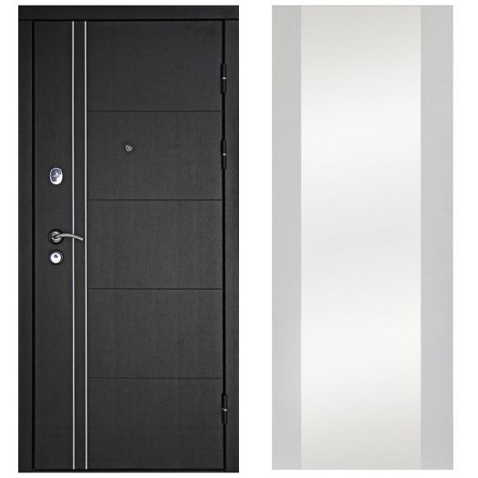 Металлическая Входная Дверь Дверной континент Теплолюкс-дизайн Софт белый зеркало макси
