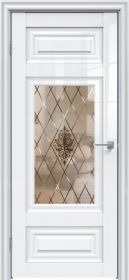 Межкомнатная Дверь Triadoors Царговая Gloss 623 ПО Белый Глянец со Стеклом Кристалл Зеркальная Сетка  / Триадорс