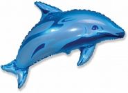 Шар (15''/38 см) Мини-фигура, Дельфин, Синий