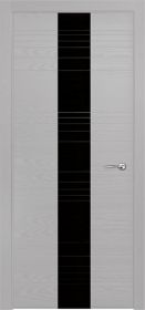Межкомнатная Дверь Verda В-5 Светло-Серый со Стеклом Лакобель Чёрный / Верда