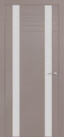 Межкомнатная Дверь Verda В-2 Темно-Серый со Стеклом Лакобель Белый / Верда