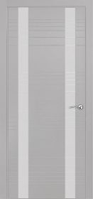 Межкомнатная Дверь Verda В-2 Светло-Серый со Стеклом Лакобель Белый / Верда