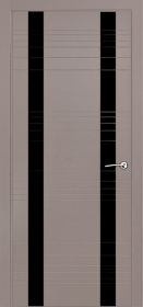 Межкомнатная Дверь Verda В-2 Темно-Серый со Стеклом Лакобель Чёрный / Верда