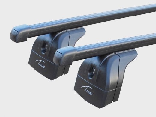 Багажник на крышу Ford Explorer V 2017-..., Lux, стальные прямоугольные дуги на интегрированные рейлинги
