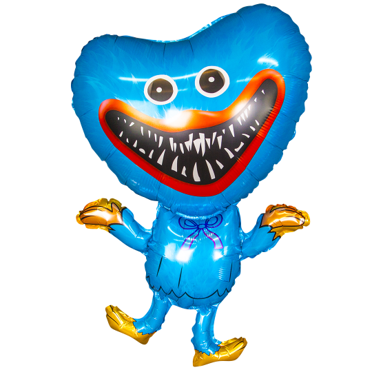 Зубастик синий фигурный шар фольгированный с гелием