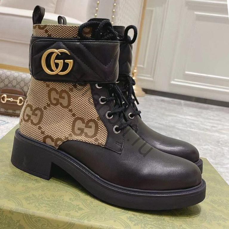 Кожаные женские брендовые ботинки Гуччи (Gucci) люкс купить в интернет  магазине в Москве со скидкой до 50%.