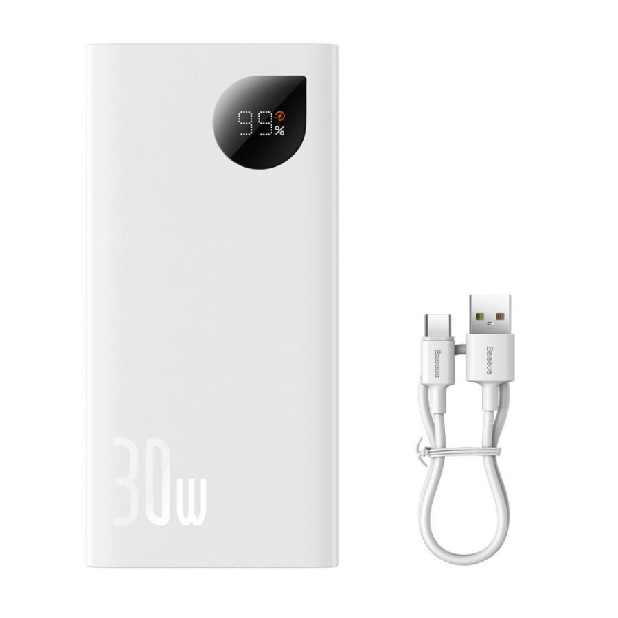 Baseus Adaman 2 Digital Display Fast Charge Power Bank 10000mAh 30W White (PPAD040002)