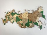 Цвет "Агидель", Карта России ИЗ ДЕРЕВА многоуровневая, на подложке из орг.стекла
