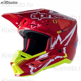Шлем Alpinestars S-M5 Action S23, Жёлто-бело-красный