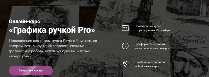 [Художник Online] Графика ручкой Pro. Тариф - Без обратной связи (Роман Круглов)