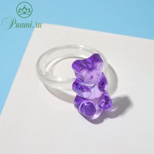 Кольцо "Мармеладный мишка", цвет фиолетовый, размер 17