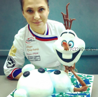 Создание и декор торта 'Снеговик'(Татьяна Шкода)