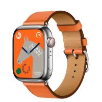 Apple Watch Hermès Series 8 41mm Silver Stainless Steel Case with Single Tour Orange