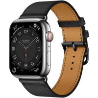 Apple Watch Hermès Series 8 45mm Silver Stainless Steel Case with Single Tour Noir