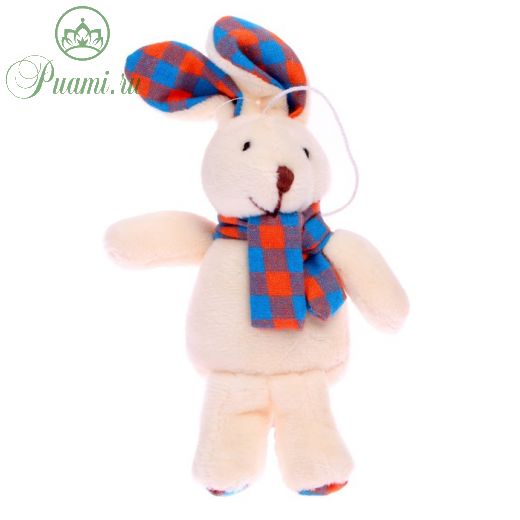 Мягкая игрушка «Кролик с шарфом в клетку», на подвесе, цвета МИКС
