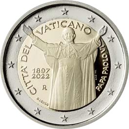 125 лет со дня рождения Папы Павла VI 2 евро Ватикан 2022 на заказ
