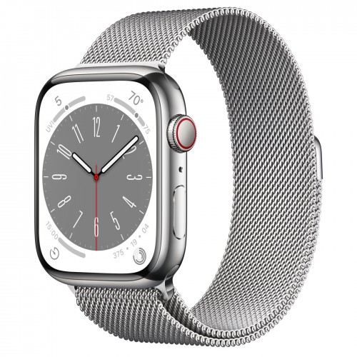 Apple Watch Milanese Series 8 45mm Silver Stainless Steel Case with Milanese Loop