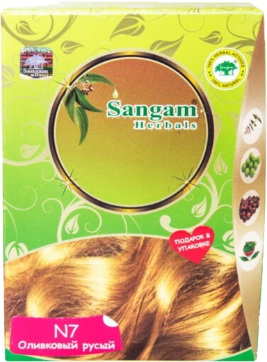 Краска для волос на основе хны | Оливковый русый (Светло-коричневый) | 100 г | Sangam Herbals