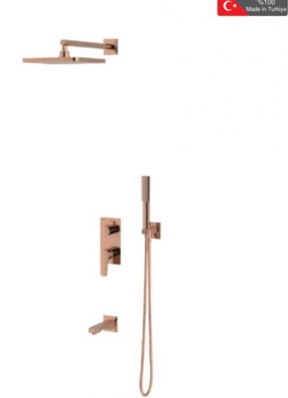 TESKA | Ciera Pro divar içi duş seti | üç yönlü, rose gold, kod: AS 3390