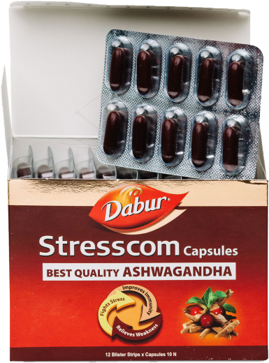 Стресском (блистер) | Stresscom | Ашвагандхи экстракт | 10 капс. | Dabur