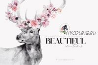 Watercolor Animal Portraits Flowers Wall Posters PNG JPEG [Busy May Studio]