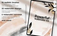 [Creativemarket] Powerful Watercolor Kit - Мощный набор акварельных кистей (PeDe Designs)