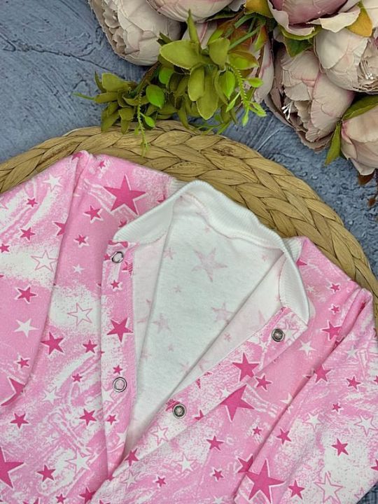 Ткань розовый интерлок со звездами