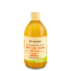 Яблочный уксус с медом и имбирем De Nigris Organic Apple Cider Vinegar honey and ginger БИО 500 мл - Италия