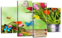 Модульная картина Бабочки в цветах