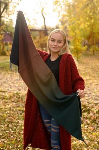 большой  кашемировый шарф (100% драгоценный кашемир) с эффектом Омбрэ , расцветка  "Тёмный Мульти", OVERSIZED OMBRE CASHMERE SCARF DARK MULTI ,высокая плотность 7