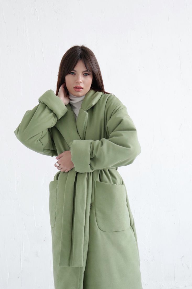 8014 Пальто-одеяло Premium Аlpolux фисташковое
