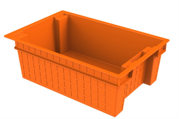 Ящик сплошной 60 х 40 х 20 см из первичного полиэтилена оранжевый