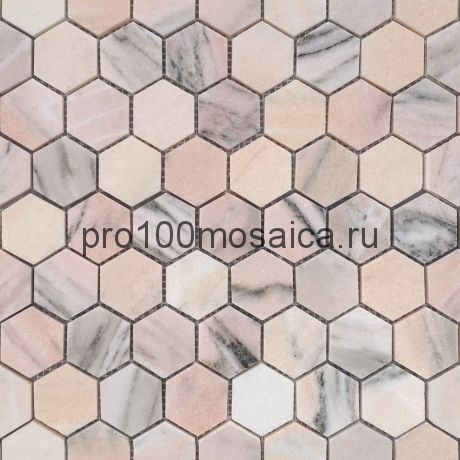 Мозаика Pietrine Hexagonal - Rosa Salmone POL hex 292x298х7 мм (чип 23х40х7 мм)