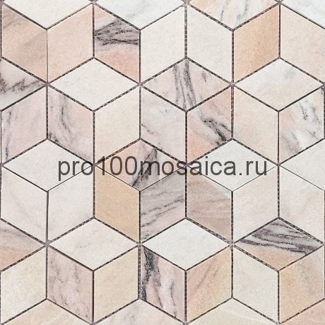 Rosa Salmone POL diamond 96x55x7 Мозаика серия Pietrine Stone, размер, мм: 298*259*7 (Caramelle)