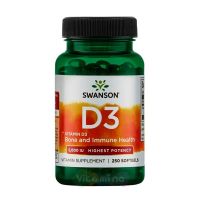 SWANSON Витамин Д3 5000 МЕ Vitamin D3 Highest Potency 5000IU, 250 капс