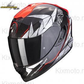 Шлем Scorpion EXO-1400 Evo Carbon Air Aranea, Чёрно-неоново-красный