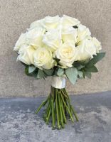 Классический свадебный букет из белой розы