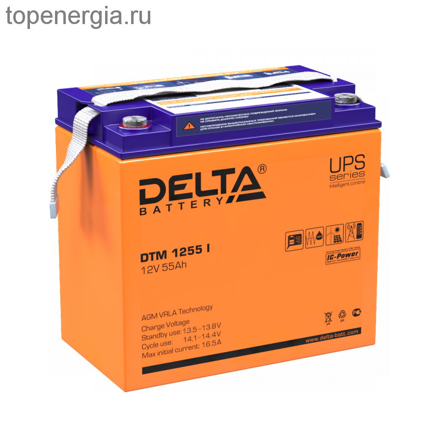 Аккумулятор герметичный VRLA свинцово-кислотный DELTA DTM 1255 I