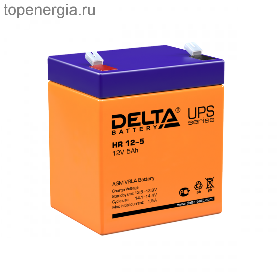Аккумулятор герметичный VRLA свинцово-кислотный DELTA HR 12-5