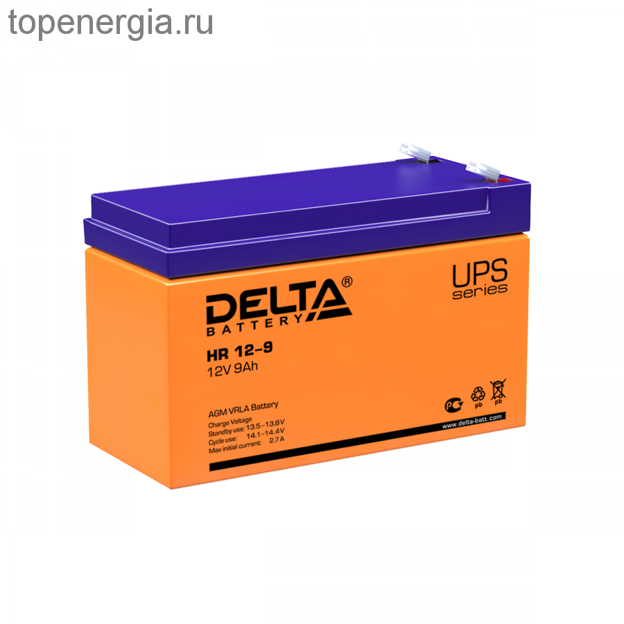 Аккумулятор герметичный VRLA свинцово-кислотный DELTA HR 12-9