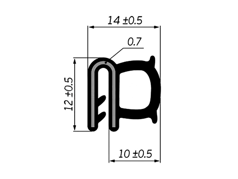 Уплотнитель армированный резиновый 14х12 мм (Арт.: 5102)