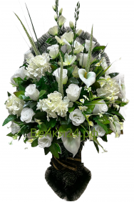 Фото Ритуальная корзина "П-Ваза Элит №2" розы,каллы,гладиолусы