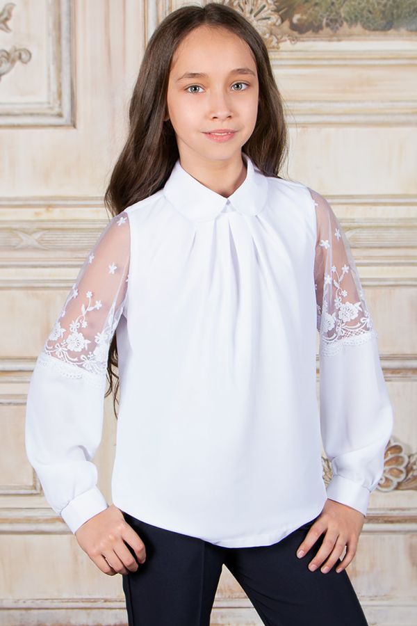 Блузка для девочки длинный рукав SP004 [белый]