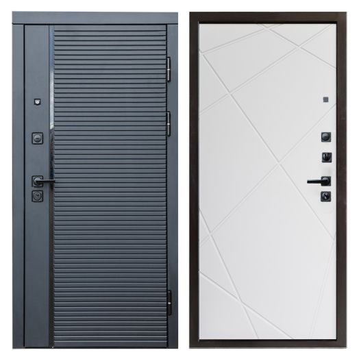 Входная Металлическая Дверь Термодор Termo-door (T.DOOR) Black line Лучи Белый софт