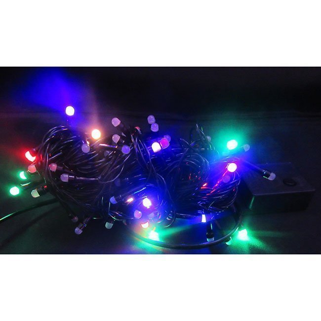 Электрическая гирлянда матовая 200л LED 8реж 15м цветной МК-19021
