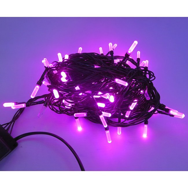 Электрическая гирлянда матовая 200л LED 8 реж 15м розовый 141-263К