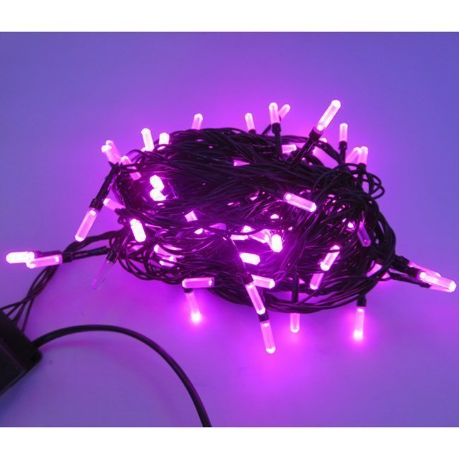Электрическая гирлянда матовая 100л LED 8 реж 10м розовый 141-262К